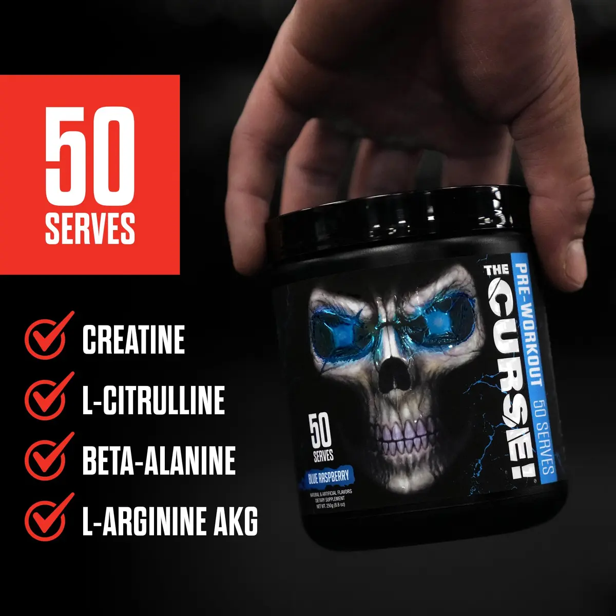 JNX The Curse! Pre Workout Powder with Creatine, Green Apple | High Stim Energy & Intense Focus (50 Servings) - view 6