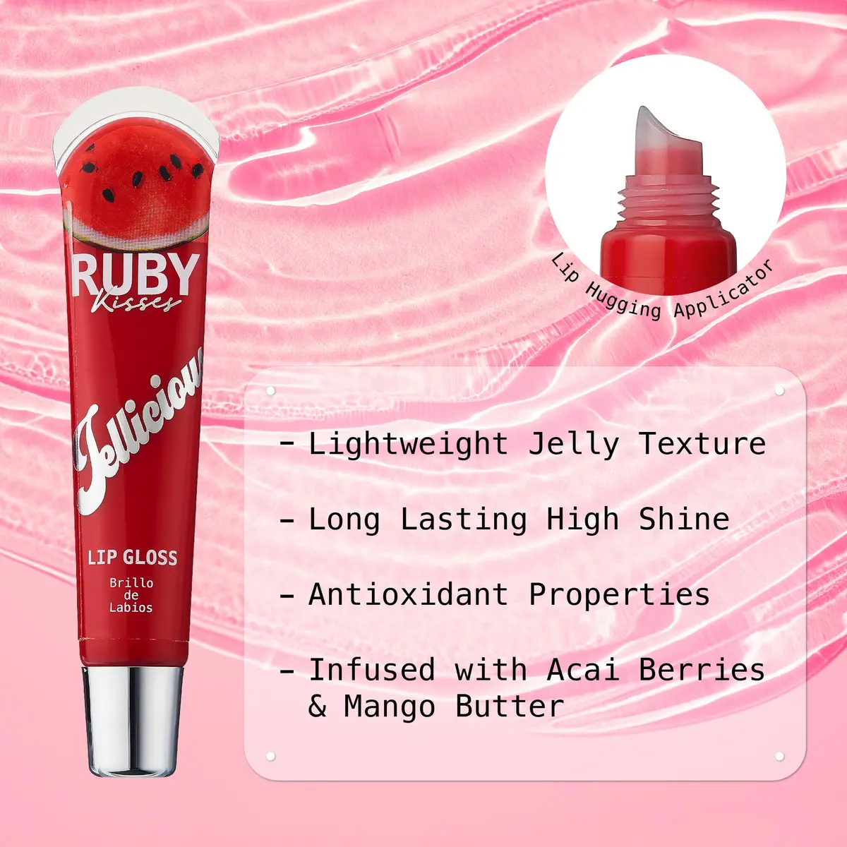 Ruby Kisses Jellylicious Lip Gloss 1 Count Juicy Lip Service | High-Shine, Non-Sticky Hydrating - view 2