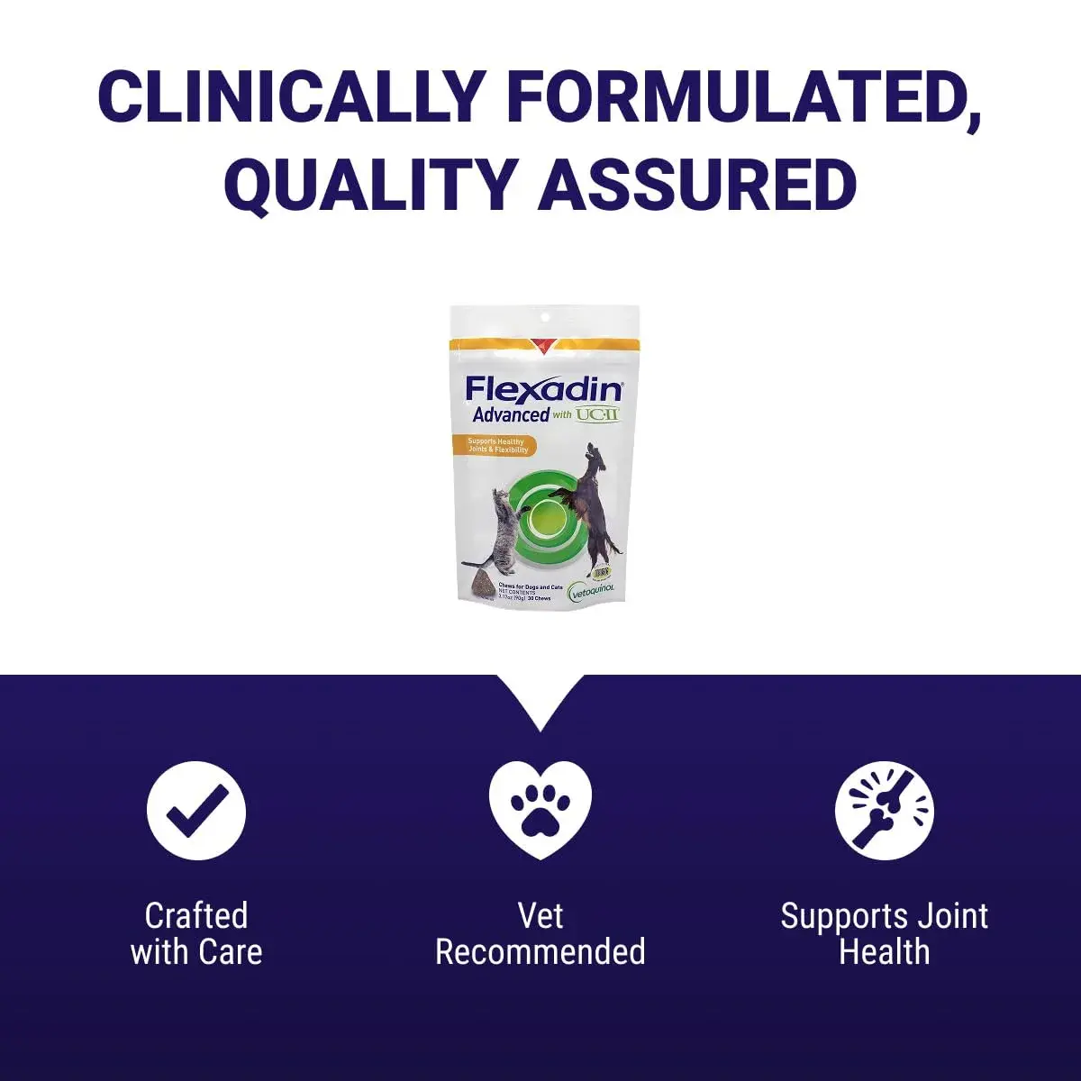 Vetoquinol Flexadin Advanced Hip and Joint Supplement for Dogs & Cats with Undenatured Collagen, 30 Soft Chews | Vet-Approved Formula for Joint Support - view 6