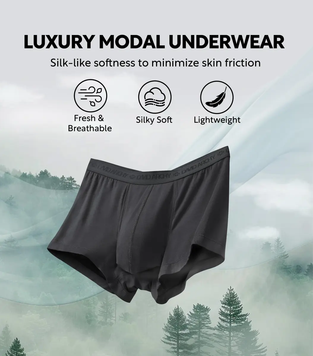 DAVID ARCHY Men's Modal Boxer Briefs Second Skin Trunks Underwear 3/4/7 Pack | Supportive, Breathable & Moisture-Wicking (70-120 chars) - view 3