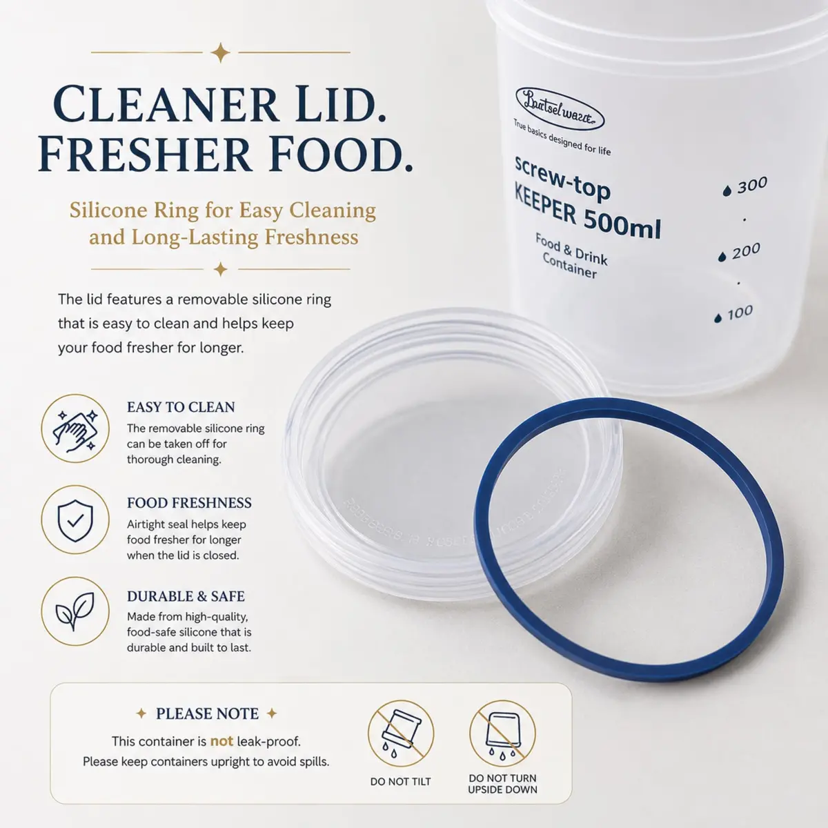 Lustroware Airtight Food Storage Containers with Lids, Set of 3 (17oz, 34oz, 50.7oz) | Nestable BPA-Free Canisters for Pantry Organization - view 8