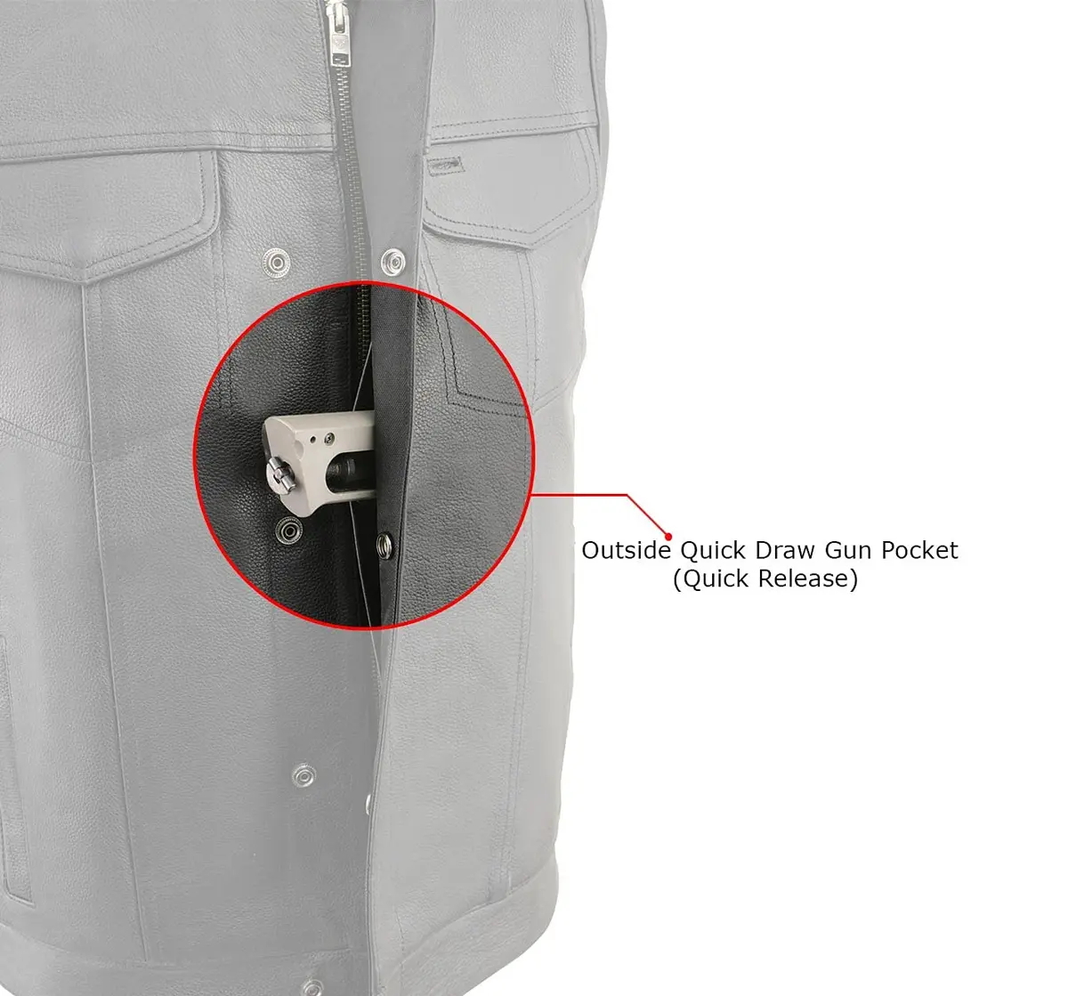 Milwaukee Leather SH2036 Men's Black Club Style Open Neck Leather Vest - X-Large | Durable Full-Grain Leather, Concealed Carry, Snug Fit - view 8