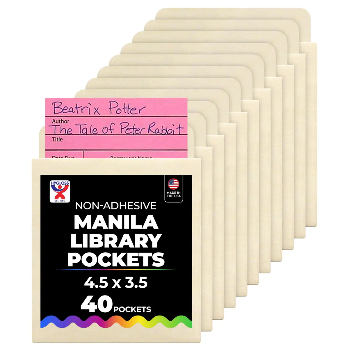 Hygloss Manila Library Pockets – Non-Adhesive Envelopes 4.5 x 3.5 Inches | Durable, Made in USA - main product image