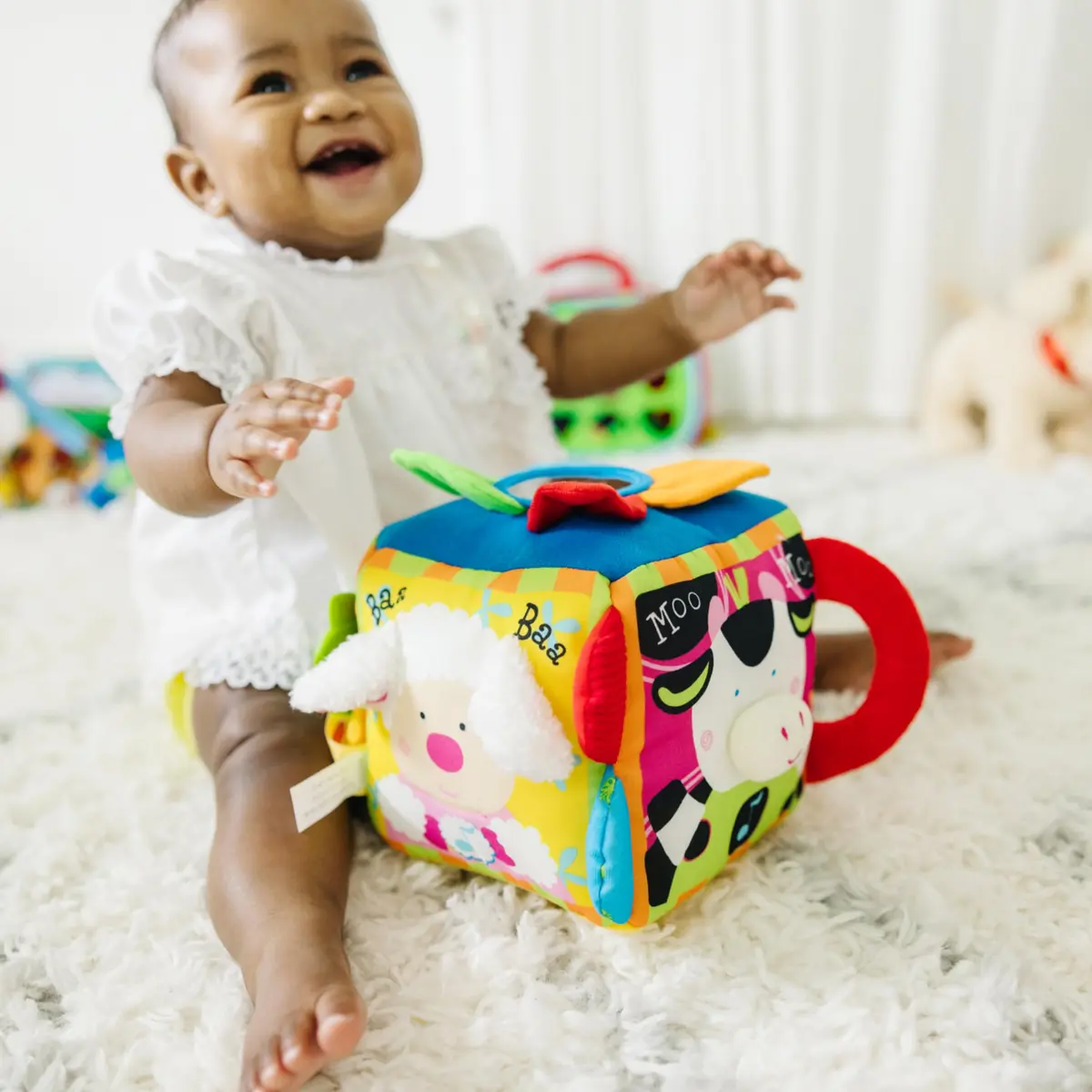 Melissa & Doug Musical Farmyard Cube Educational Baby Toy | Animal Sounds & Melodies, Compact & Durable - view 5