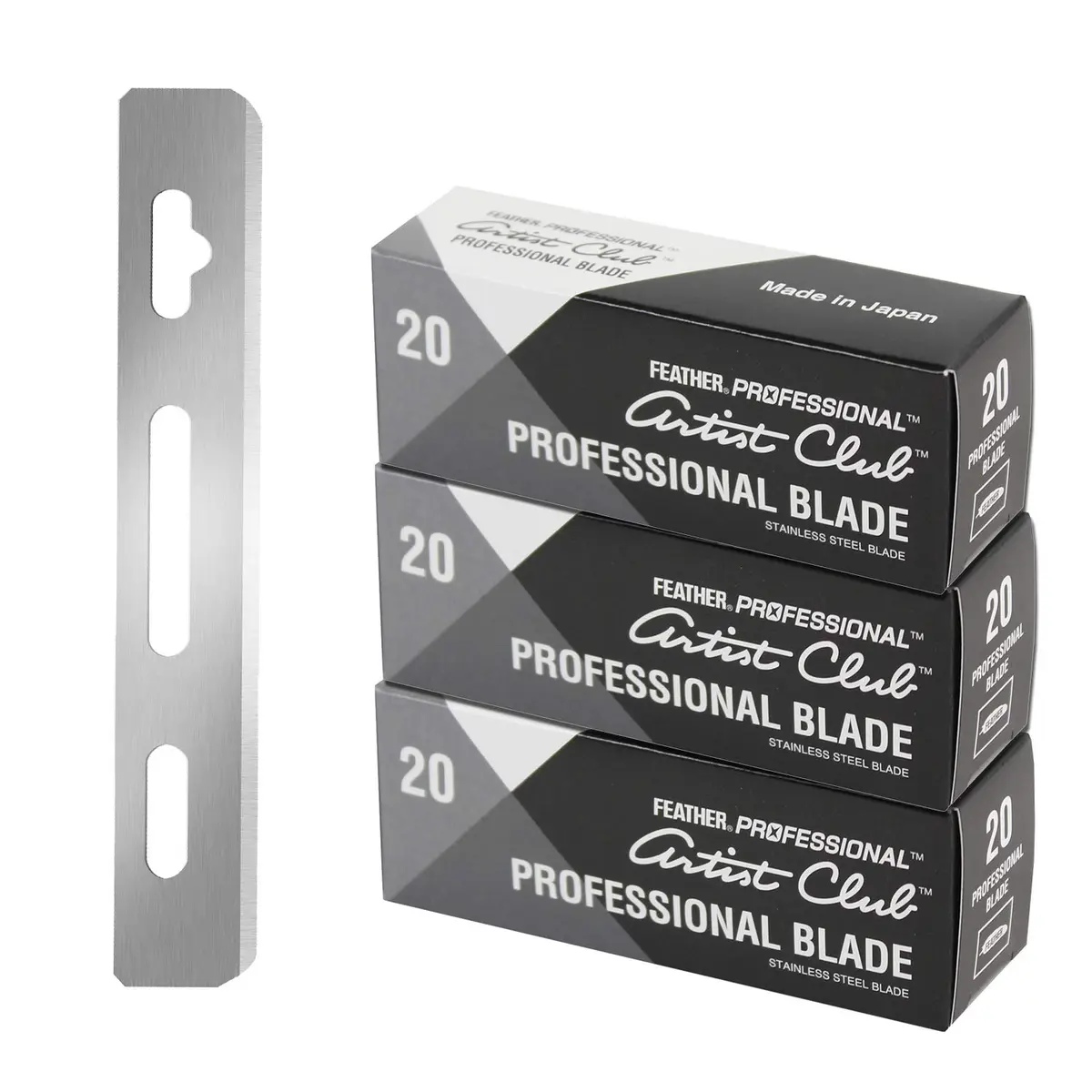 Feather Artist Club Professional Razor Blades 60 Count (Pack of 3) | Triple-Ground Platinum Coated Edges for Precision Shaving - main product image