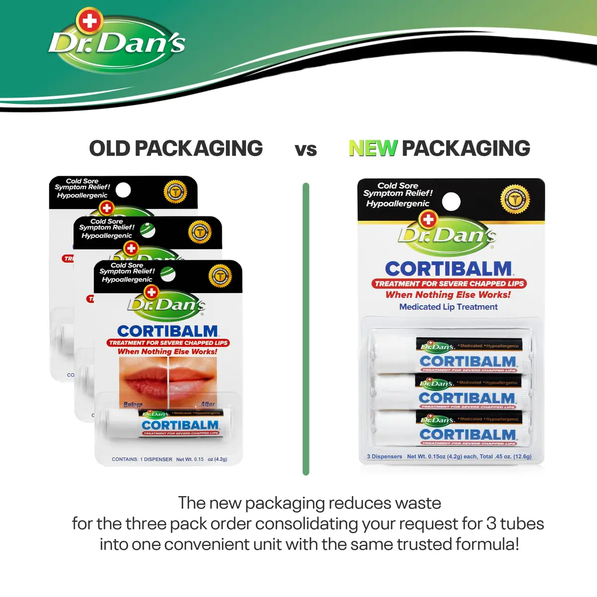 Dr. Dan's Cortibalm Lip Balm 3-Pack 1% Hydrocortisone | Heals & Soothes Dry, Cracked Lips - view 2