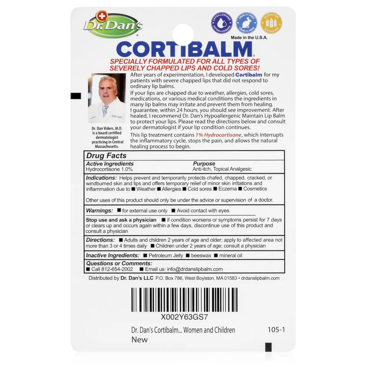 Dr. Dan's Cortibalm Lip Balm 3-Pack 1% Hydrocortisone | Heals & Soothes Dry, Cracked Lips - view 3