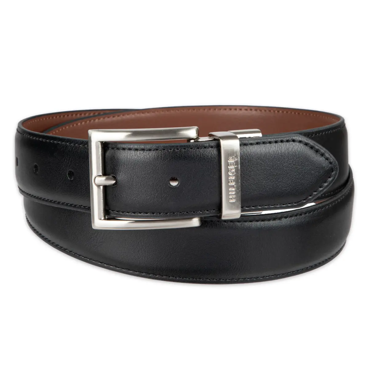 Tommy Hilfiger Men's Black/Tan Silver Reversible Belt, Size 32 - view 2