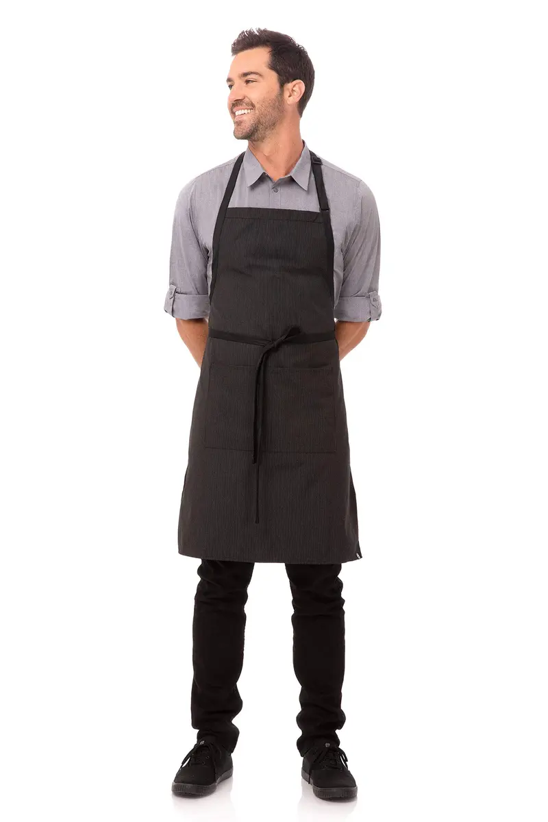 Chef Works Unisex Butcher Apron with Contrasting Ties | Pinstripe, One Size - main product image