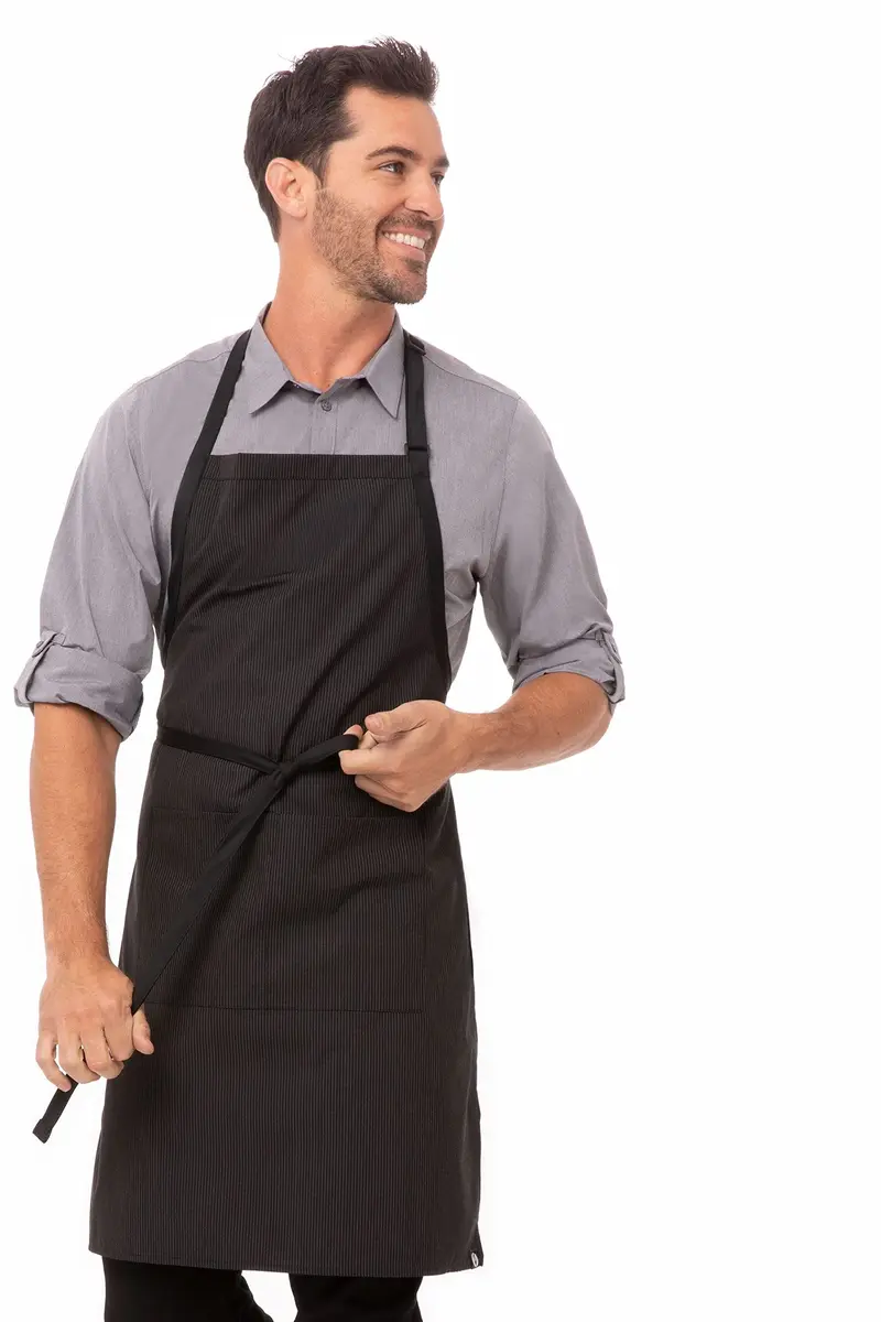 Chef Works Unisex Butcher Apron with Contrasting Ties | Pinstripe, One Size - view 3