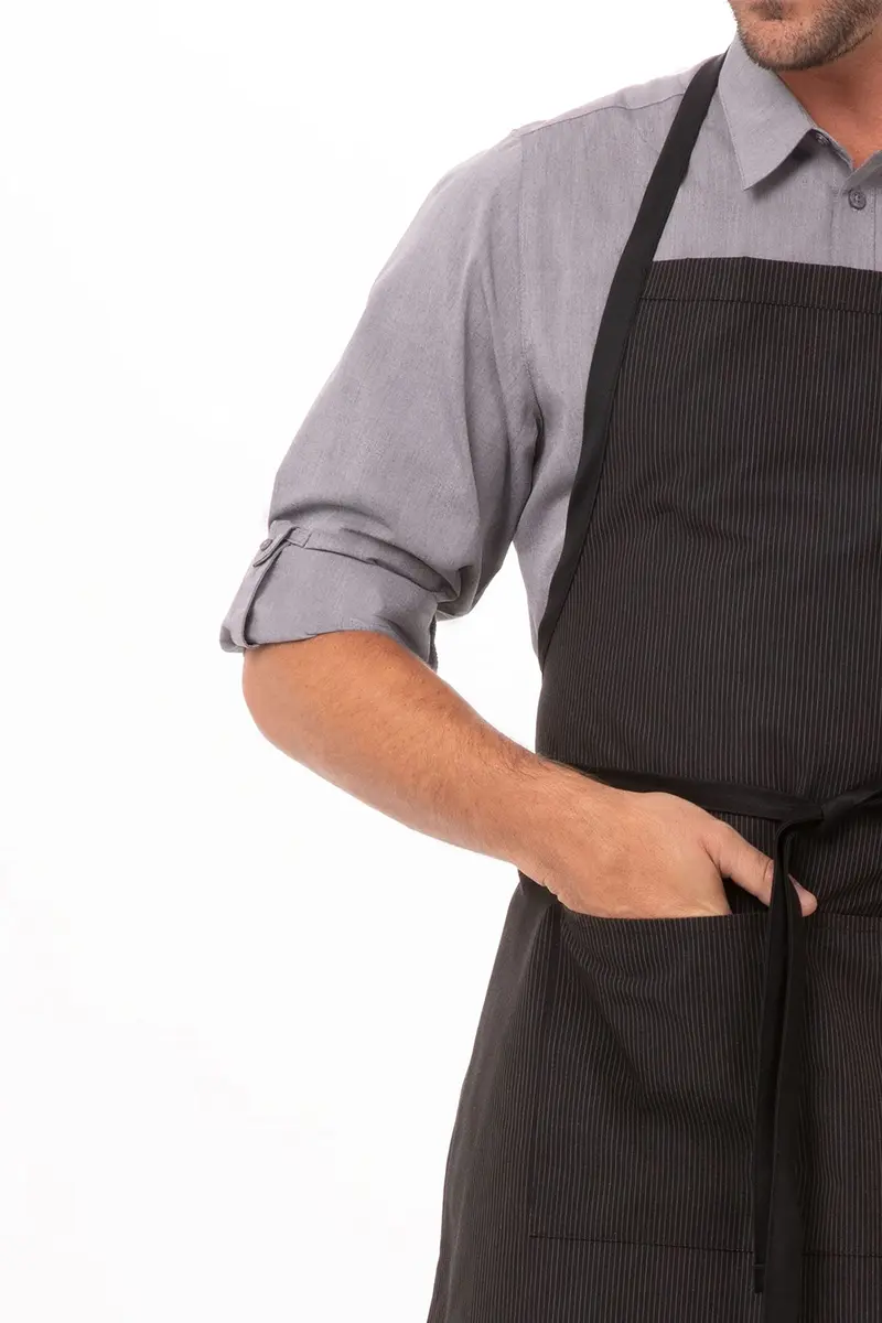 Chef Works Unisex Butcher Apron with Contrasting Ties | Pinstripe, One Size - view 4