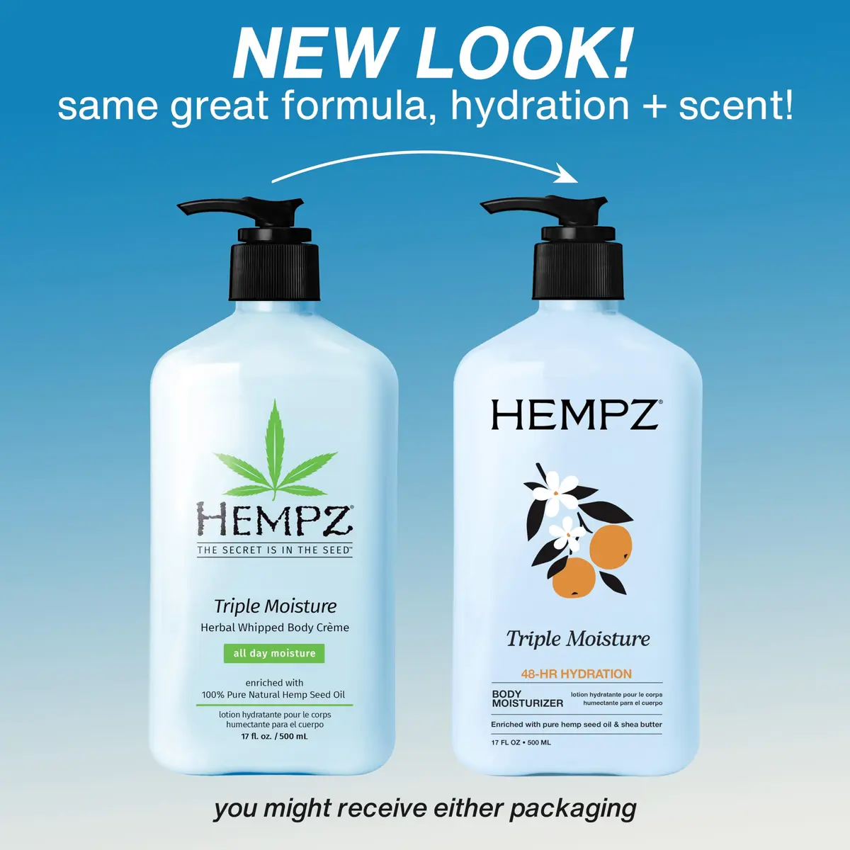 Hempz Triple Moisture Body Moisturizer 17 Oz (493 ml) | Hydrating Lotion with Hemp Seed Oil for Dry, Sensitive Skin - view 2