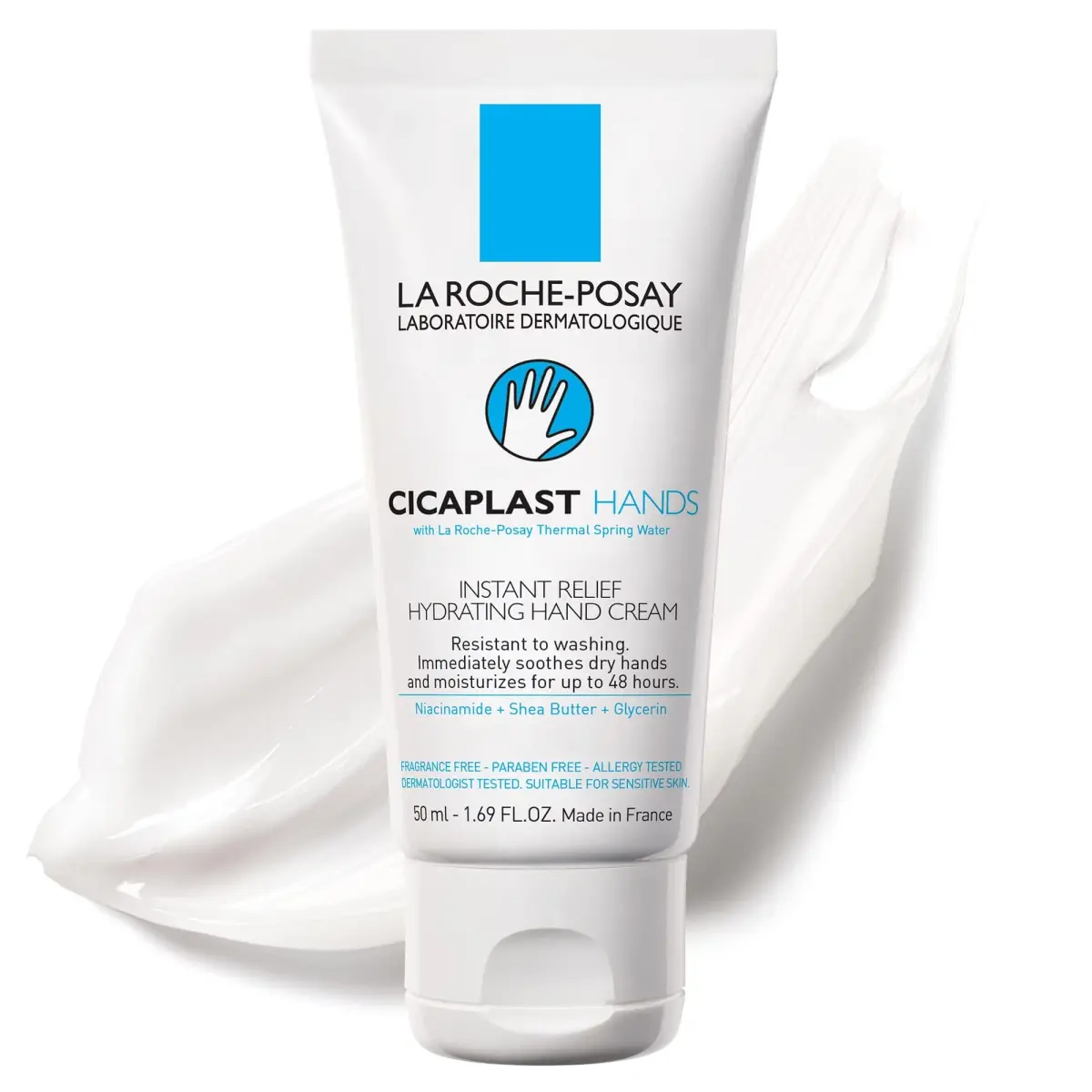 La Roche-Posay Cicaplast Hand Cream 50ml (1.69 Fl Oz) | Soothes & Hydrates Dry, Cracked Hands - main product image