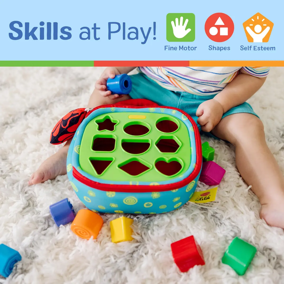 Melissa & Doug K’s Kids Take-Along Shape Sorter Bag with 9 Textured Blocks | Montessori-Inspired Baby Toys for Toddlers 9+ Months - view 5