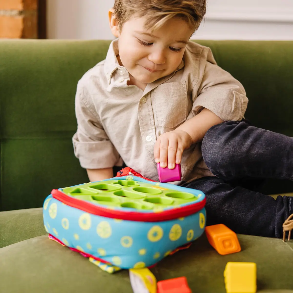 Melissa & Doug K’s Kids Take-Along Shape Sorter Bag with 9 Textured Blocks | Montessori-Inspired Baby Toys for Toddlers 9+ Months - view 2