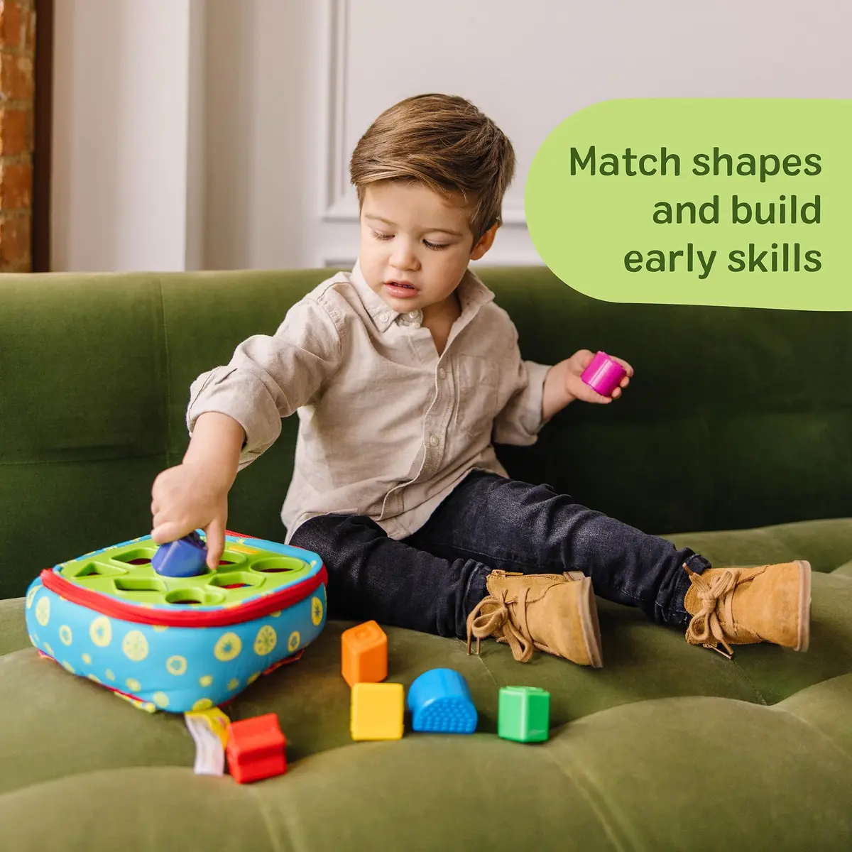 Melissa & Doug K’s Kids Take-Along Shape Sorter Bag with 9 Textured Blocks | Montessori-Inspired Baby Toys for Toddlers 9+ Months - view 3