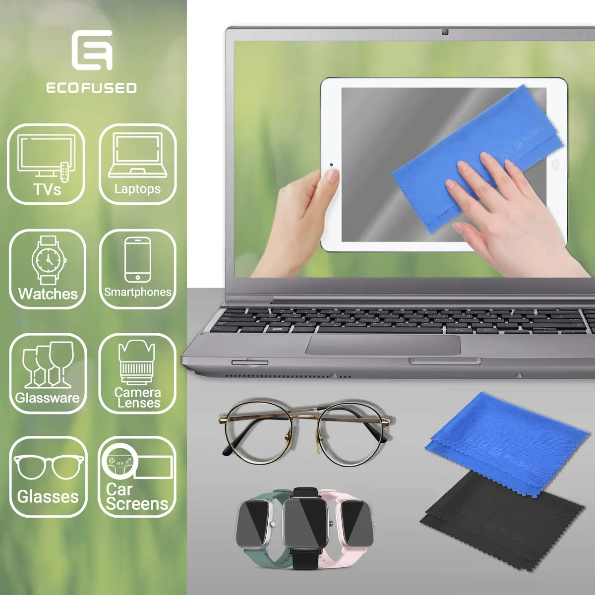 Eco-Fused Microfiber Cloth - 12 Pack | Lens & Screen Cleaning for Glasses & Devices - view 2