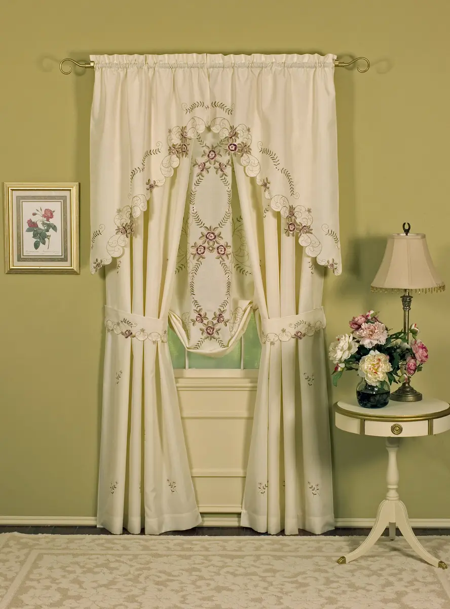 Today's Curtain Verona Reverse Embroidery Swag Window Tier 38cm (15in) x 60cm (24in) | Light-Filtering Polyester - view 8