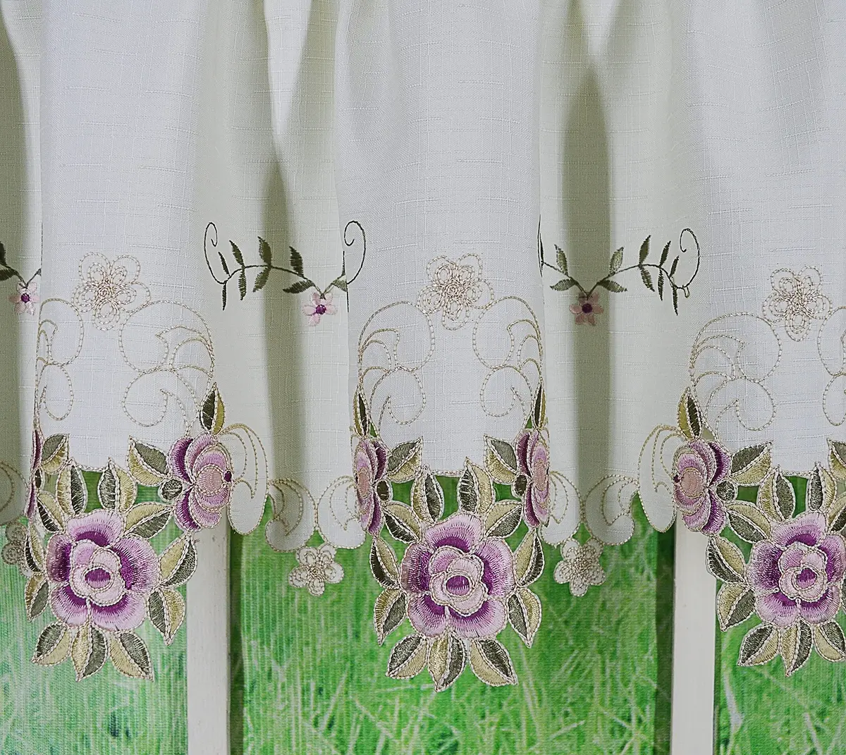 Today's Curtain Verona Reverse Embroidery Swag Window Tier 38cm (15in) x 60cm (24in) | Light-Filtering Polyester - view 2