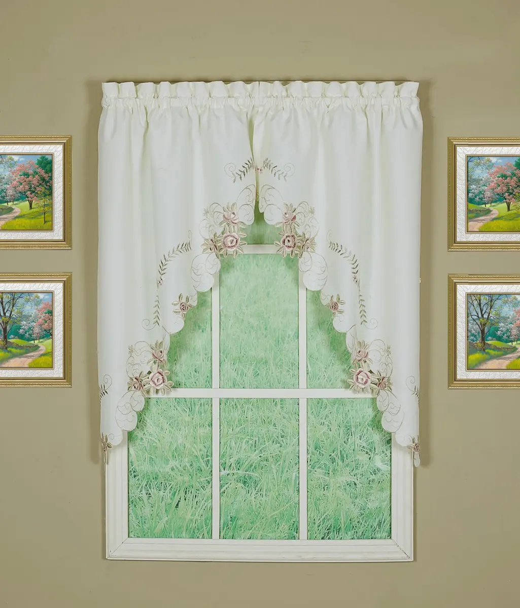 Today's Curtain Verona Reverse Embroidery Swag Window Tier 38cm (15in) x 60cm (24in) | Light-Filtering Polyester - view 4