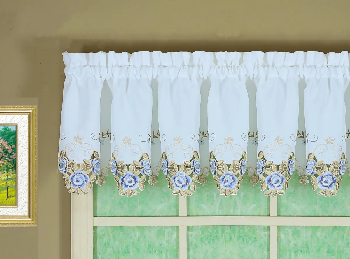 Today's Curtain Verona Reverse Embroidery Valance 36cm (14") | Light-Filtering Window Topper - main product image