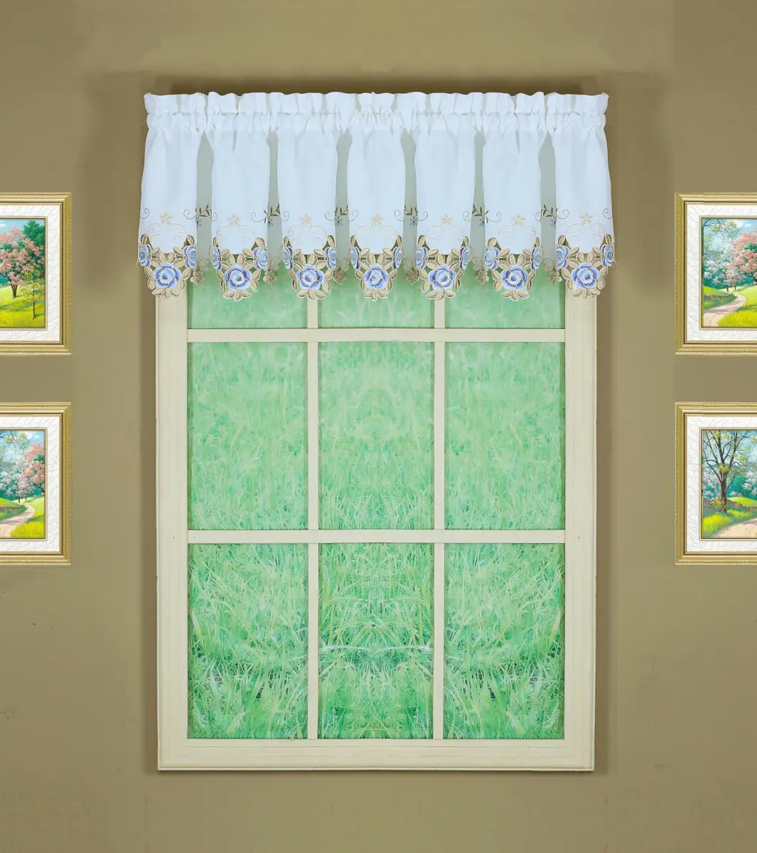 Today's Curtain Verona Reverse Embroidery Valance 36cm (14") | Light-Filtering Window Topper - view 9
