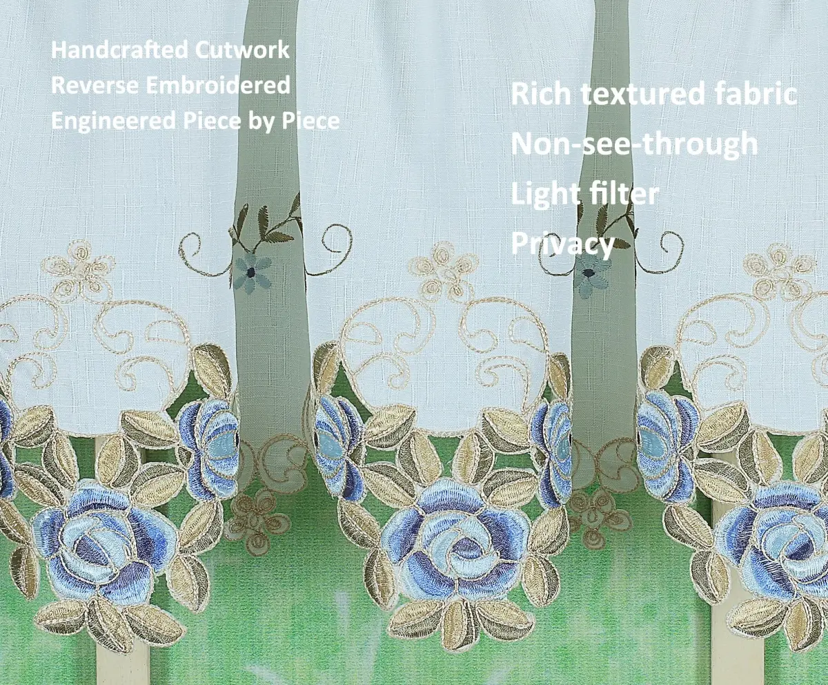 Today's Curtain Verona Reverse Embroidery Valance 36cm (14") | Light-Filtering Window Topper - view 3