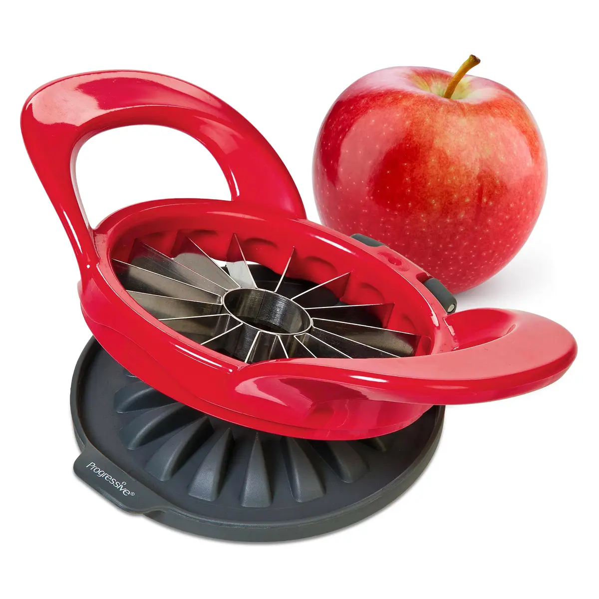 Progressive PrepWorks Apple Slicer and Corer, Red | 16 Thin Apple Slices, Safe & Efficient - main product image