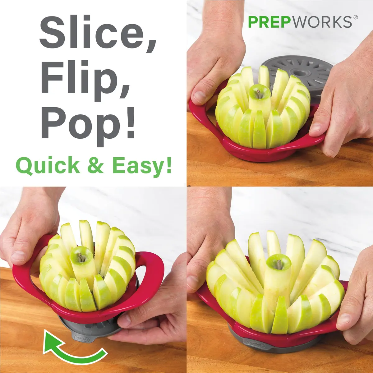 Progressive PrepWorks Apple Slicer and Corer, Red | 16 Thin Apple Slices, Safe & Efficient - view 4