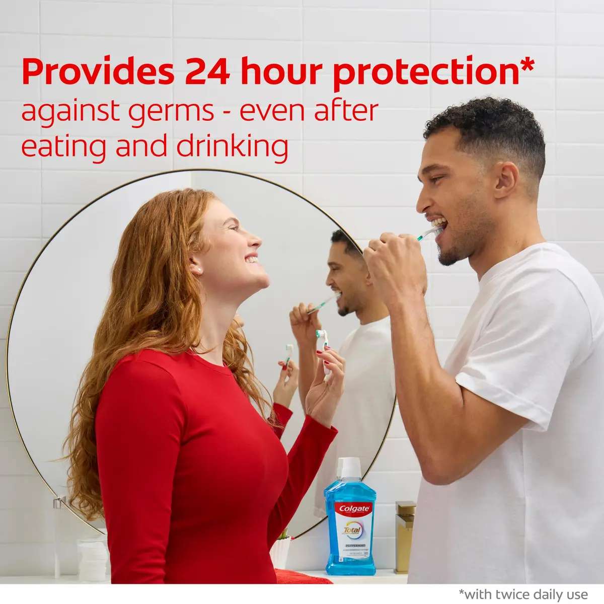 Colgate Total Alcohol Free Mouthwash, Peppermint, 500 mL | 12HR Germ Protection, Fresh Breath, ADA Accepted - view 6