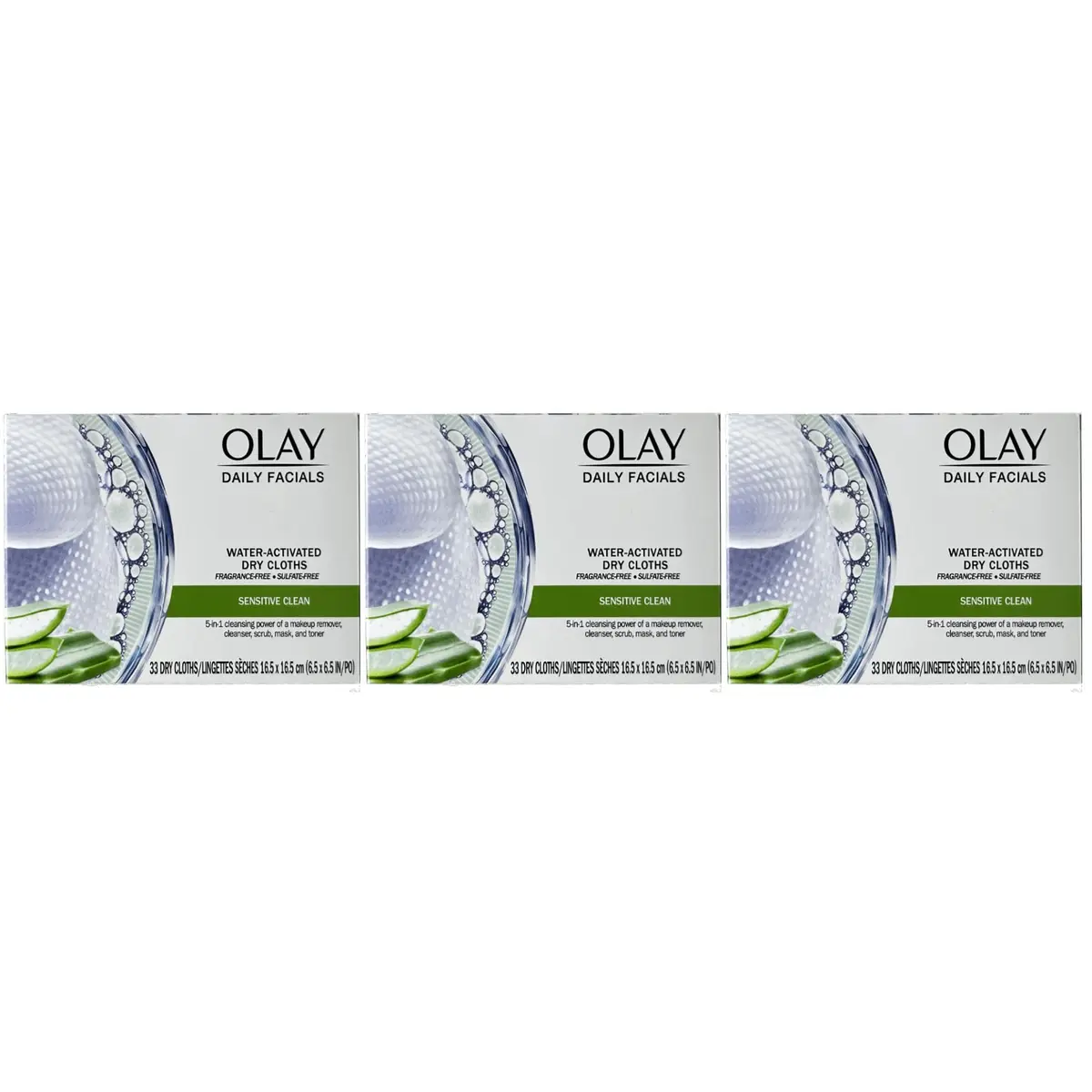 Olay Daily Gentle Clean 5-in-1 Water Activated Cleansing Cloths for Sensitive Skin, 99 Count (3 Packs) | Gentle Daily Cleanser - view 2