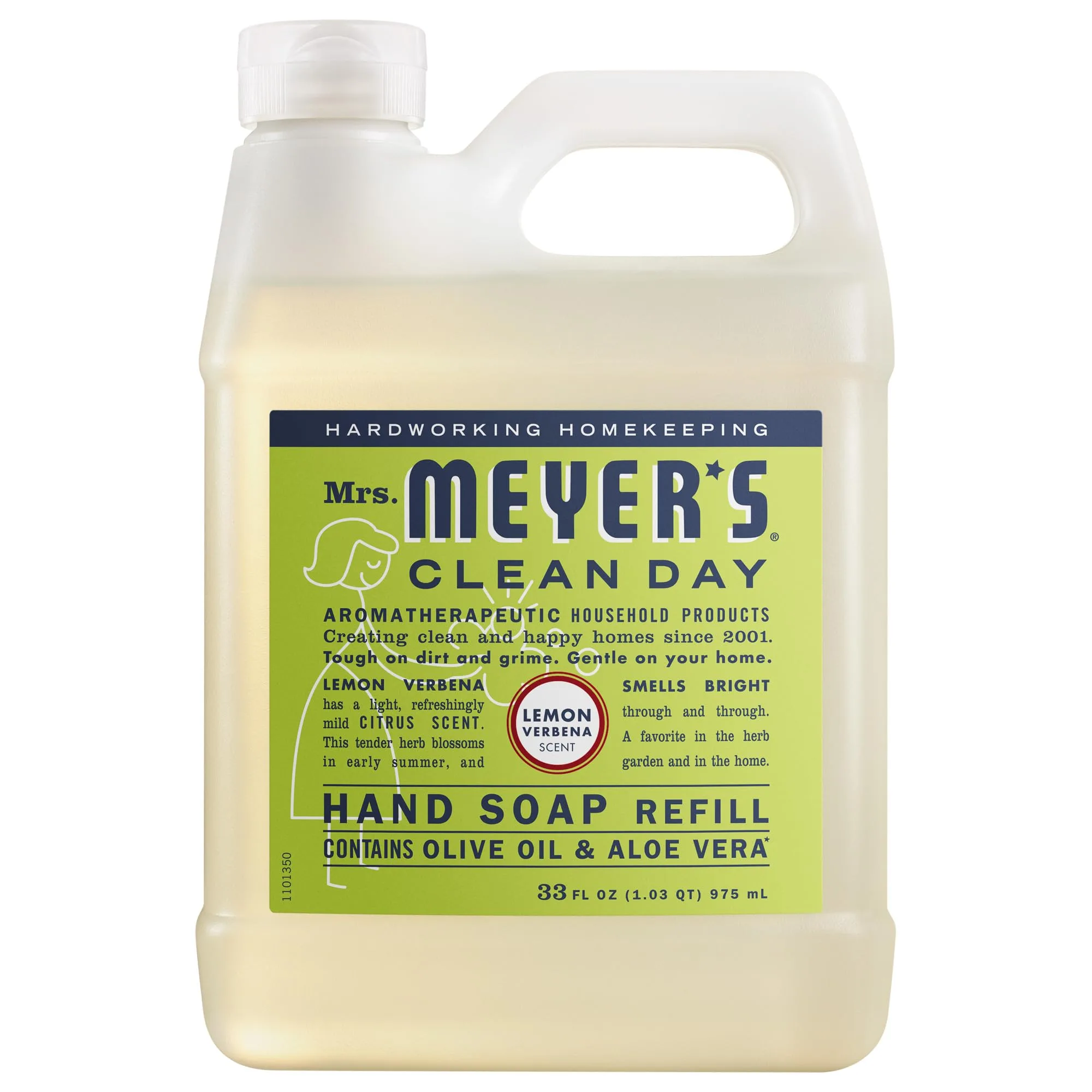Mrs. Meyer's Clean Day Hand Soap Refill Lemon Verbena Scent, 33 Fl Oz Bottle | Moisturizing & Gentle Cleanse - main product image