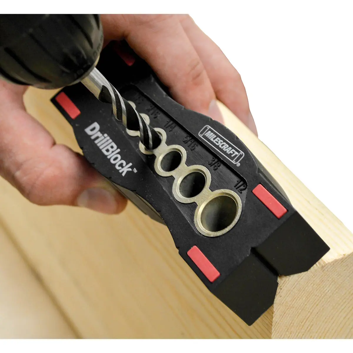 Milescraft Drill Block - Handheld Drilling Guide, Precision Jig, 6 Imperial Sizes, Reinforced Nylon & Metal, for Power Drill (Pack of 1) - view 3