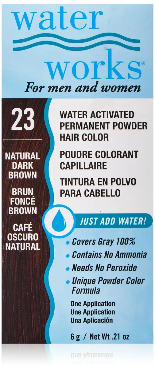 Water Works Water Activated Permanent Powder Hair Color #23 Natural Dark Brown | 6g (0.21oz) Unisex - main product image