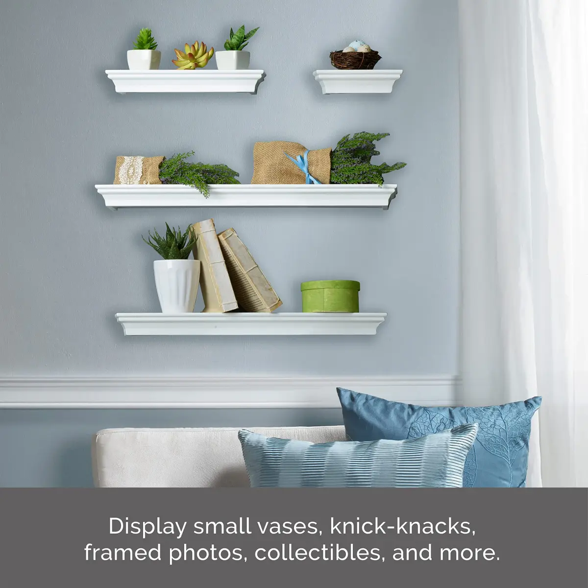 MELANNCO White Floating Wall Shelves Set of 4 | 15.2cm, 30.5cm, 50.8cm, 61cm (6, 12, 20, 24 Inch) | Modern Home Decor Accents - view 5