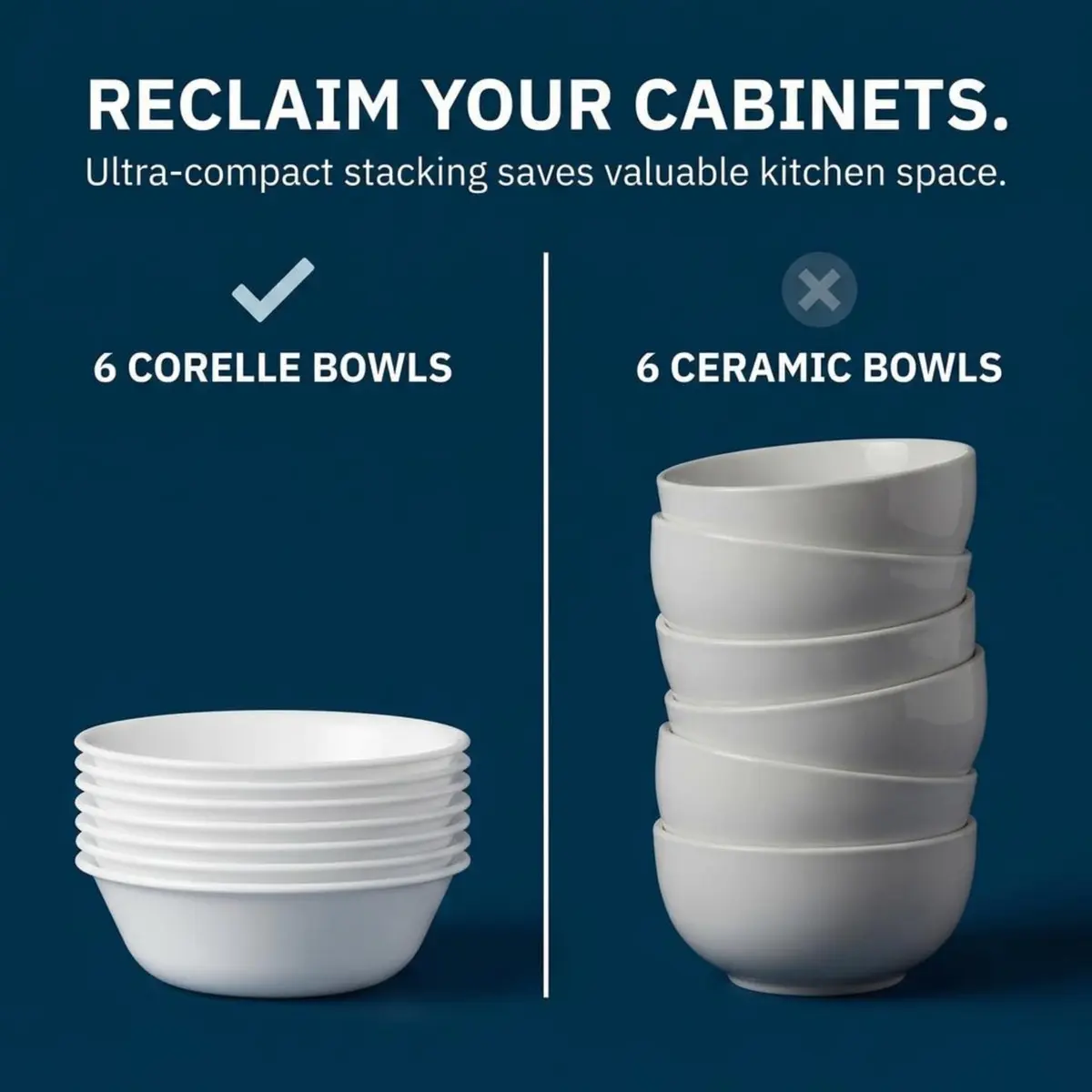 Corelle Vitrelle 6-Piece Soup/Cereal Bowl Set 532ml (18-Oz) | Lightweight & Chip Resistant Glass Bowls - view 9