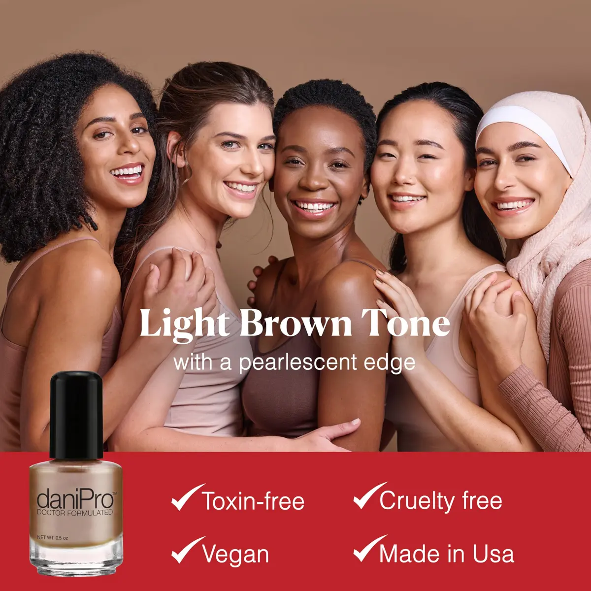 daniPro Pearlescent Mocha Nail Polish 15ml (0.5 fl oz) | Doctor Formulated for Stronger Nails - view 2