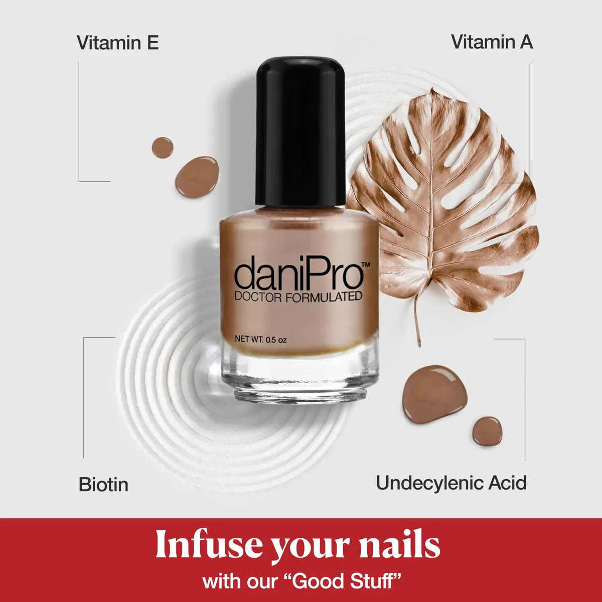 daniPro Pearlescent Mocha Nail Polish 15ml (0.5 fl oz) | Doctor Formulated for Stronger Nails - view 3