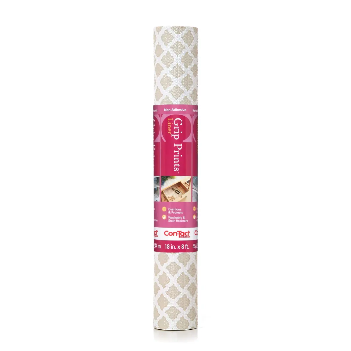 Con-Tact Grip Prints Shelf Liner, Durable Vinyl, 18" x 4' | Non-Slip Drawer & Cabinet Protector - main product image