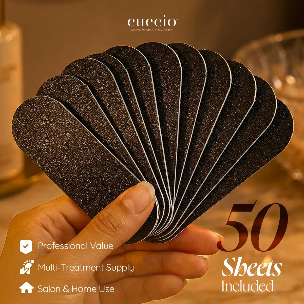 Cuccio Naturale 50-Count Black 80-Grit Pedicure File Refills | Coarse, Water-Resistant, Disposable Sheets for Foot Care - view 7