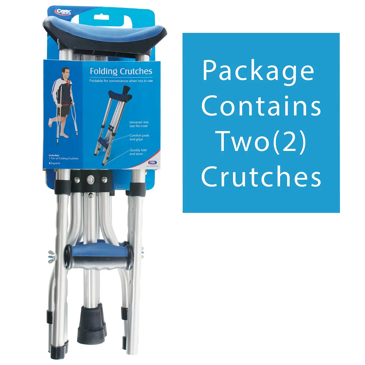 Carex Folding Aluminum Under Arm Crutches with Padded Cushions | Universal Fit 4'11"-6'1" - view 2