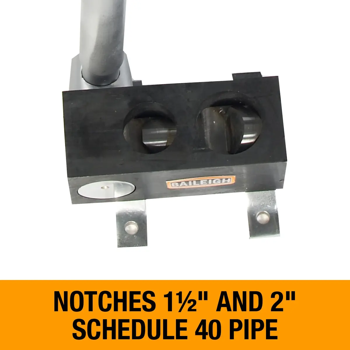 Baileigh Manual Pipe Notcher (TN-200M) | Notches 1.5" & 2" Schedule 40 Pipe, 90° | Heavy-Duty Steel & Chromium Blades - view 2