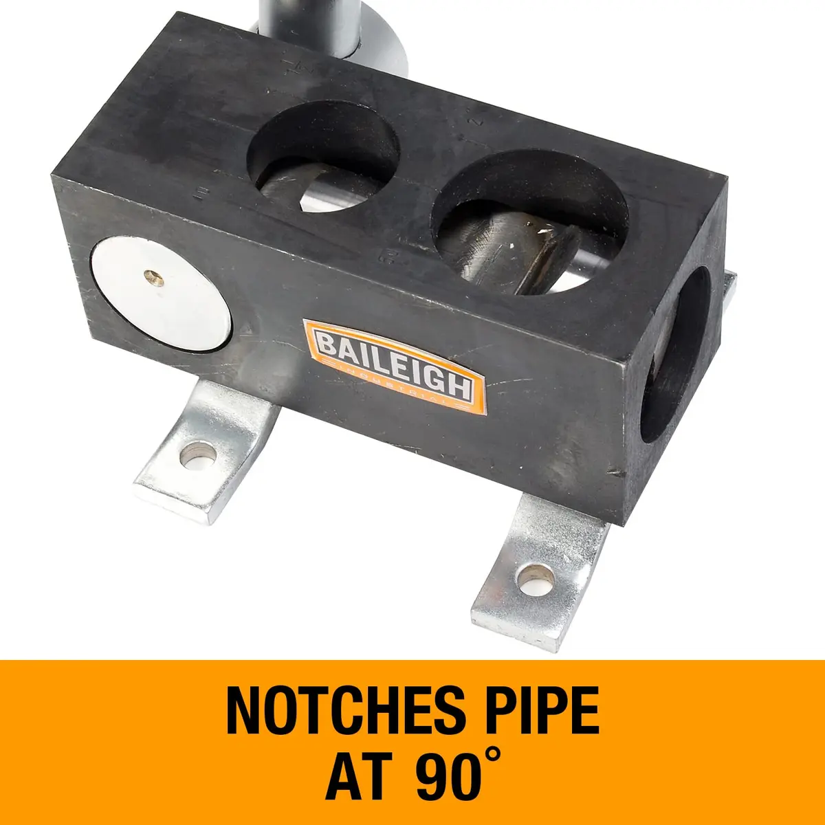 Baileigh Manual Pipe Notcher (TN-200M) | Notches 1.5" & 2" Schedule 40 Pipe, 90° | Heavy-Duty Steel & Chromium Blades - view 3