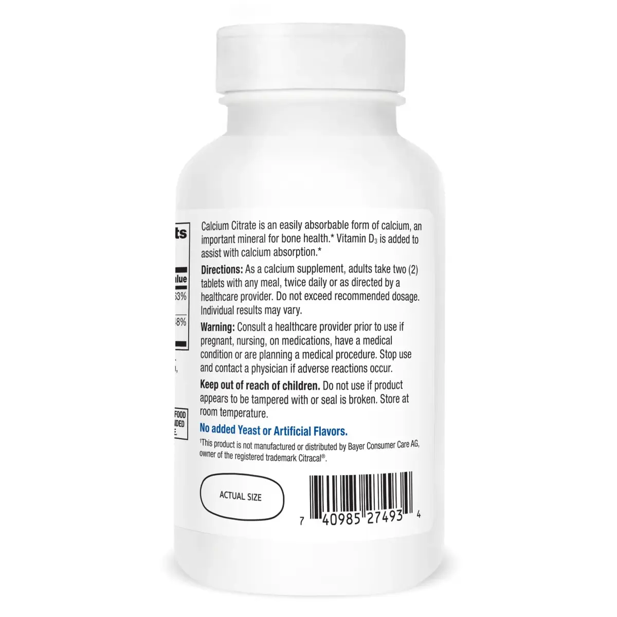 21st Century Calcium Citrate Plus D Maximum Caplets, 120 Count (630 mg Calcium / 500 IU D3) | Bone Health Support - view 7