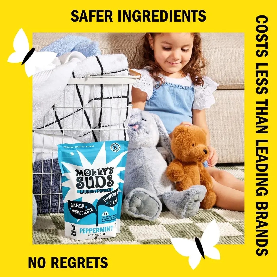 Molly's Suds Original Laundry Detergent Powder (47 oz / 1.32 kg) | Gentle, 70 Loads, Peppermint Scent - view 3