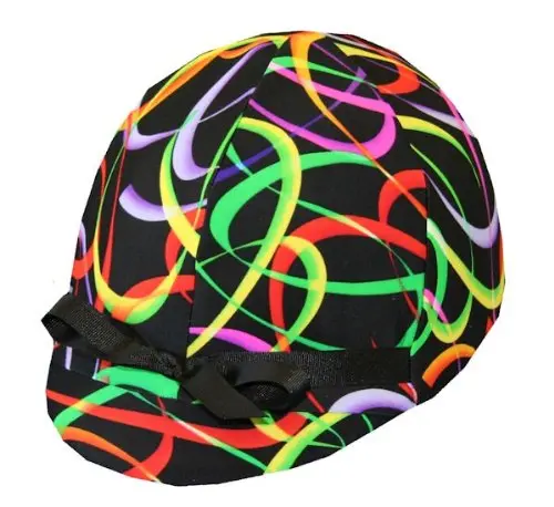 Helmet Covers Etc. Equestrian Riding Helmet Cover - Neon Ribbons HC | One Size, Multi-Color Lycra-Spandex, Machine Washable - main product image