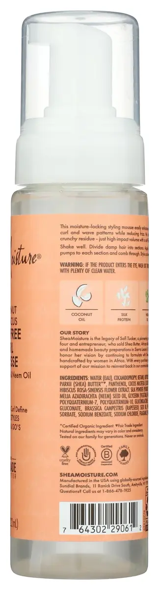 Shea Moisture Coconut & Hibiscus Curl Mousse 222ml (7.5 Fl Oz) | Enhances Curl Memory & Controls Frizz - view 5