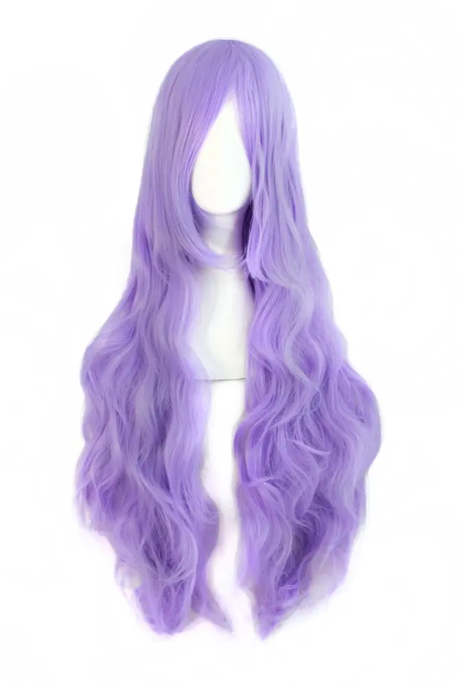 MapofBeauty Long Hair Spiral Curly Cosplay Costume Wig (Light Purple) | 32 Inch Heat-Resistant Synthetic Wig - main product image