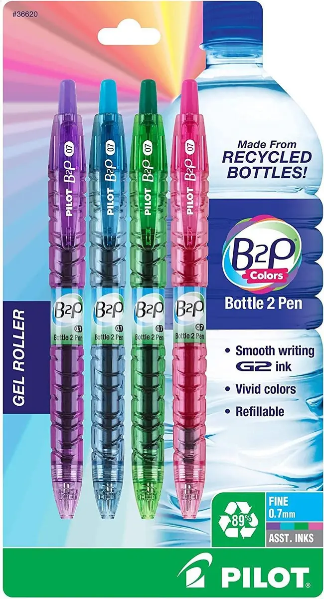 Pilot B2P Colors Gel Pen, Fine Point 0.7mm Assorted Colors | Eco-Friendly Recycled Plastic - main product image