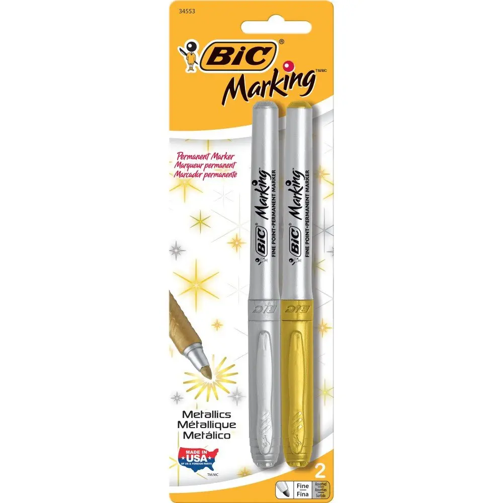 BIC Intensity Permanent Metallic Marker, Fine Tip, Gold & Silver | Water-Based, Durable & Vibrant (70-120 chars) - main product image